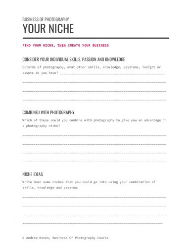 Find Your Your Niche Worksheet